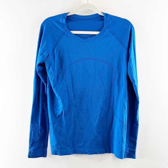 Lululemon Long Sleeve Swiftly Tech Tee Shirt Top Blue 10 - Picture 2 of 4